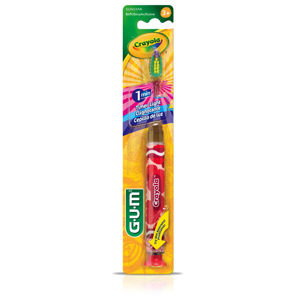 GUM cuatro colores Crayola que motivan a los niños a cepillarse