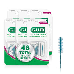 GUM Proxabrush empaque frontal mostrando recambios y beneficios claros