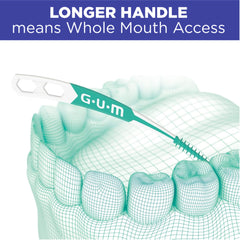 GUM palillo en uso eliminando restos entre dientes con comodidad