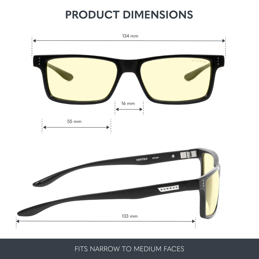 Detalle de lente Gunnar Vertex con textura y filtrado visible para protección