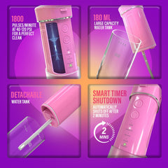 GuruNanda en uso por viajero limpiando entre dientes eficientemente