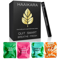 Haaikara stick frontal negro mostrando diseño portátil y discreto