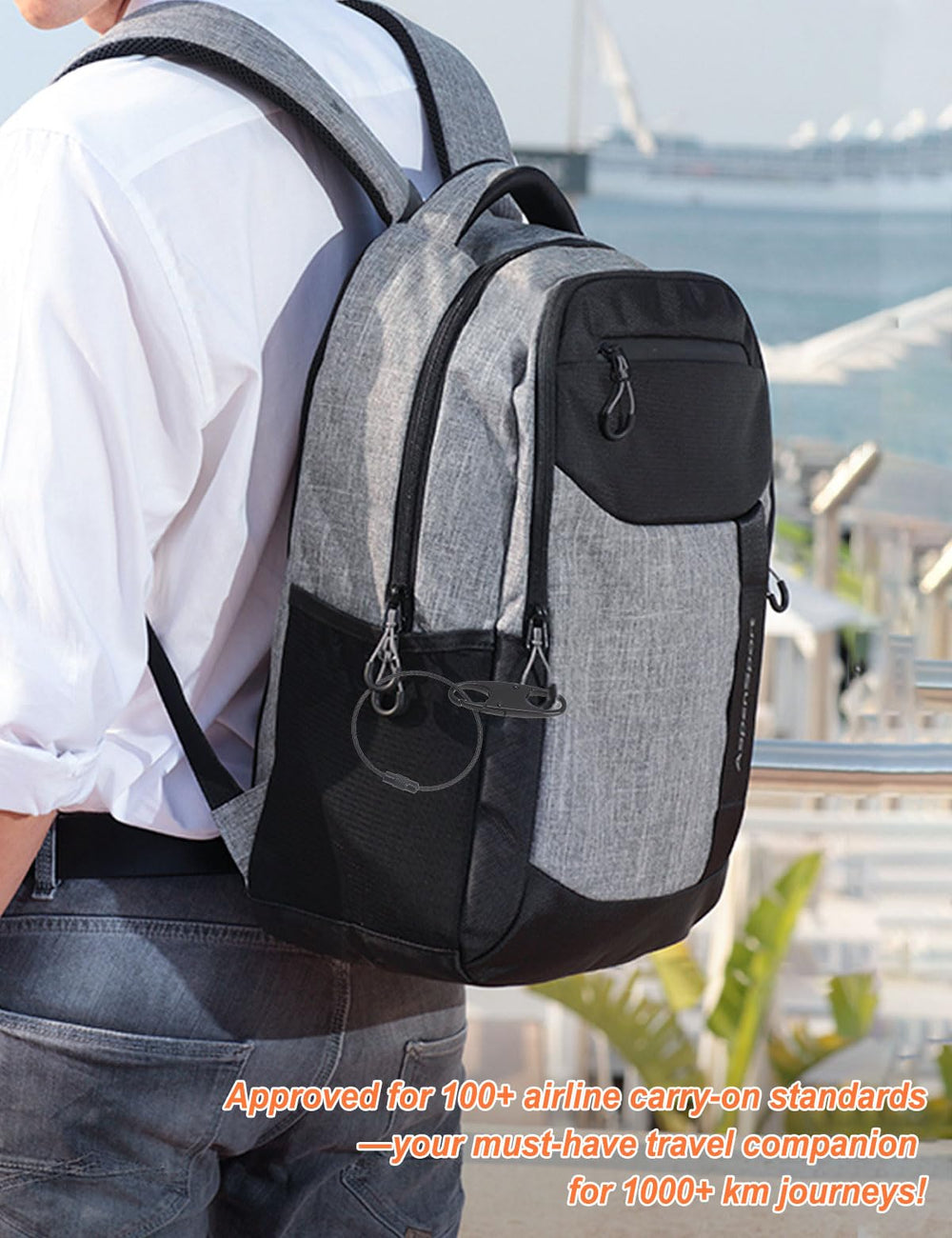 HAEZU kit sobre maleta en ambiente de viaje, seguridad sin peso extra