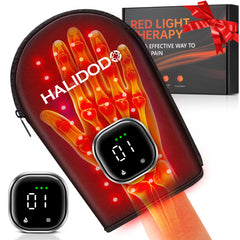 HALIDODO cordless red light glove on hand offering comfort and ease of use