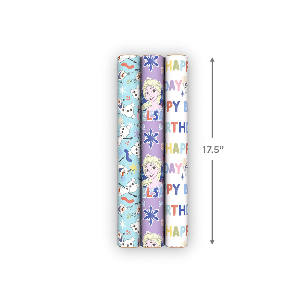 Hallmark rollo con Olaf sobre fondo azul, añade diversión a regalos
