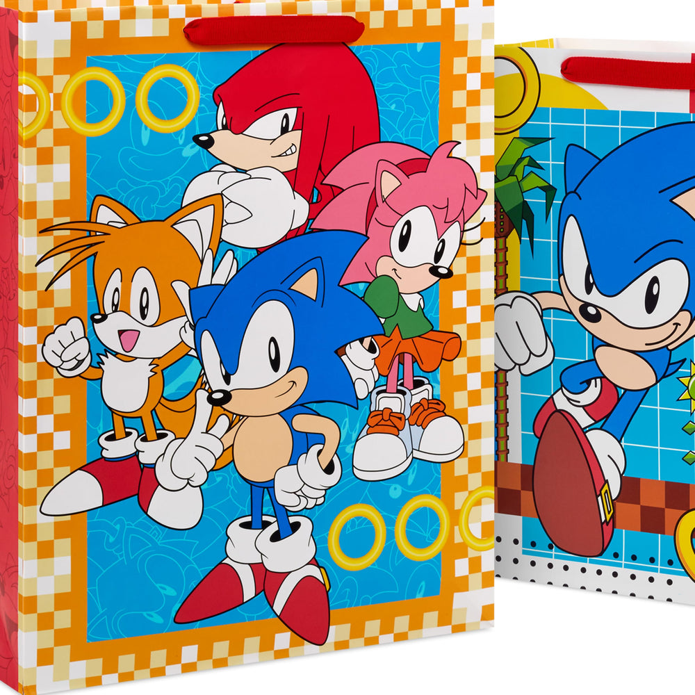 Hallmark escena de fiesta con bolsas Sonic como decoración y atractivo visual