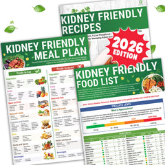 HAMIEW frontal del pack de tres cartas laminadas, guía práctica para dietas renales