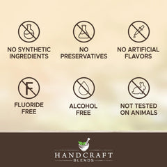 Handcraft Blends etiqueta con ingredientes orgánicos legibles, comunica transparencia