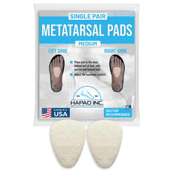 HAPAD vista frontal del pad metatarsal, protección y ajuste inmediato