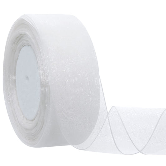 Hapeper rollo frontal de cinta organza blanca con acabado elegante