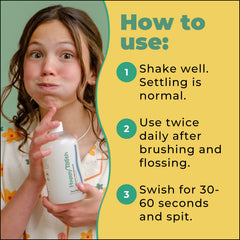 Happy Tooth botella junto a objetos cotidianos para comparar tamaño