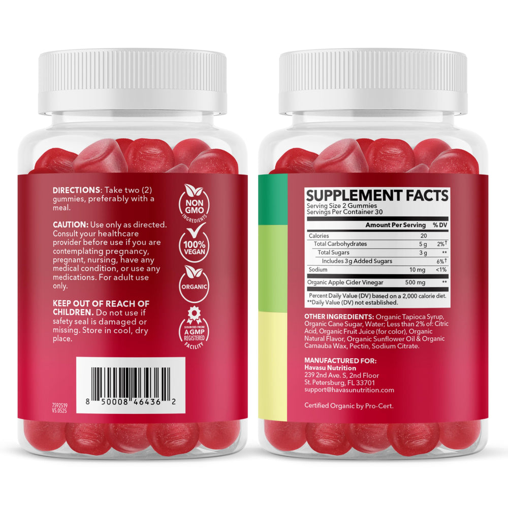 HAVASU NUTRITION empaque lateral con instrucciones y advertencias
