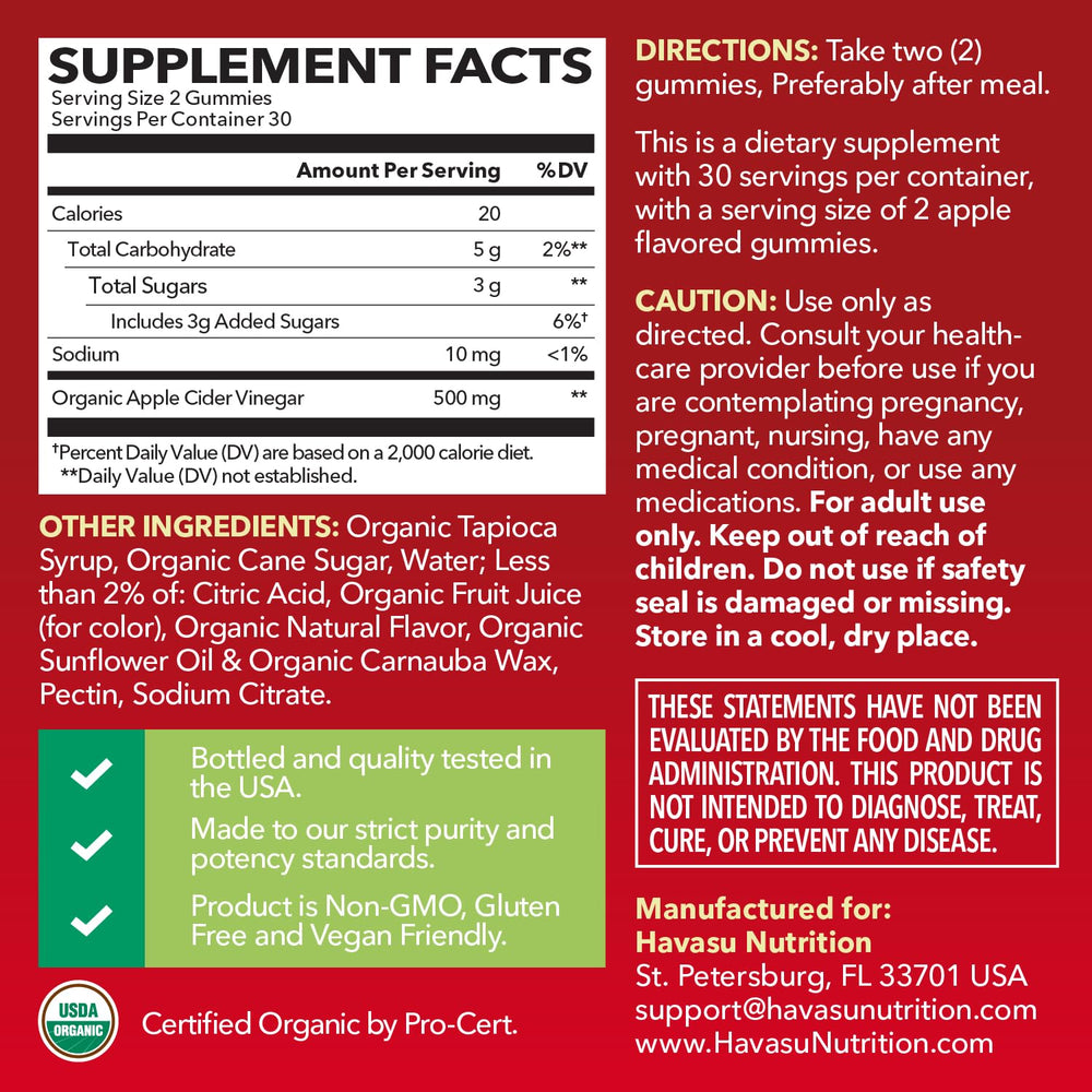HAVASU NUTRITION textura de gomita masticable, aspecto apetecible