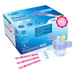 HEAL-CHECK frente del paquete de 50 tiras mostrando cantidad y marca