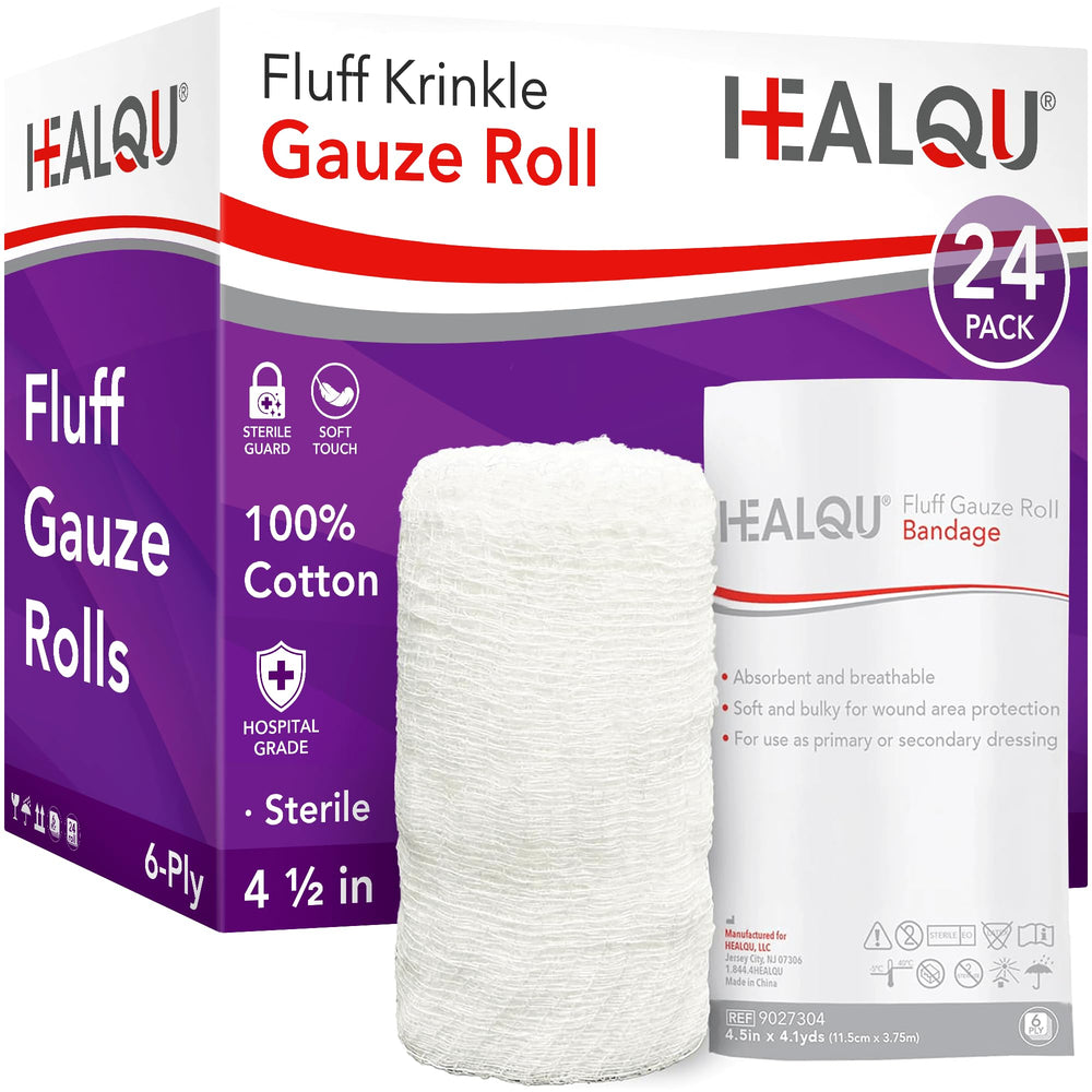HEALQU empaque frontal del rollo Kerlix mostrando tamaño y seguridad