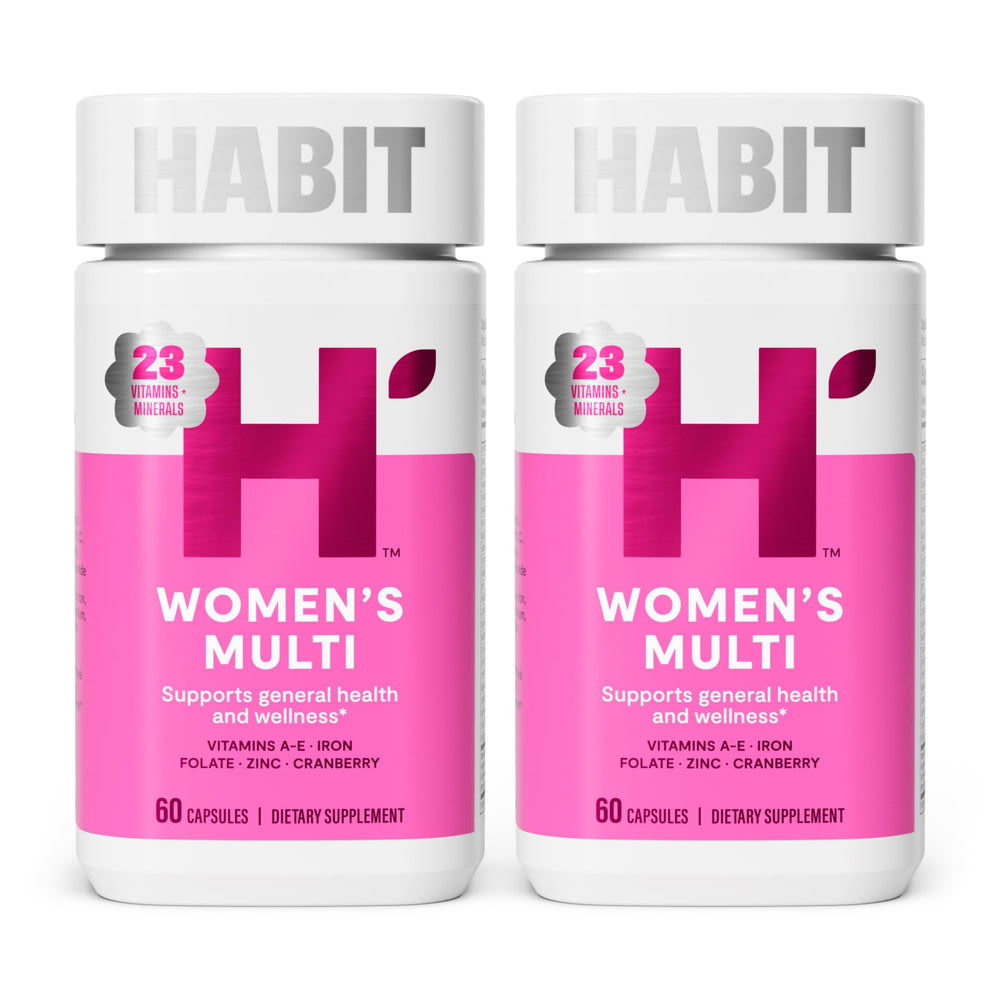 Health By Habit pack frontal mostrando dos frascos y beneficio conveniencia diaria