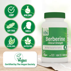 Close-up de cápsula de berberine HCl por Health Thru Nutrition, textura uniforme y calidad