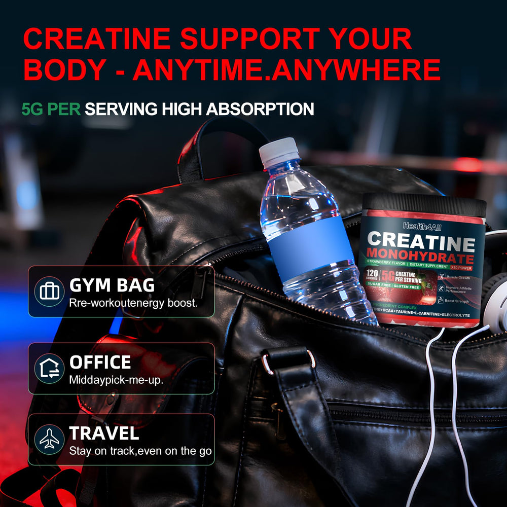 Health4All Creatina Monohidrato Gomitas textura y color atractivos para consumo diario.