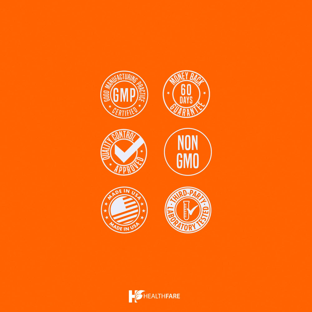 Healthfare Benfotiamina 300mg, empaque exterior práctico para uso diario.