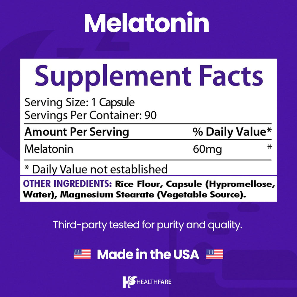 Healthfare etiqueta con información de 60 mg y sin gluten para confianza