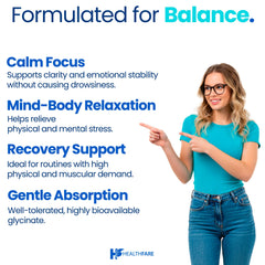 HealthFare magnesio glicinato, empaque de calidad, fabricación en Estados Unidos.