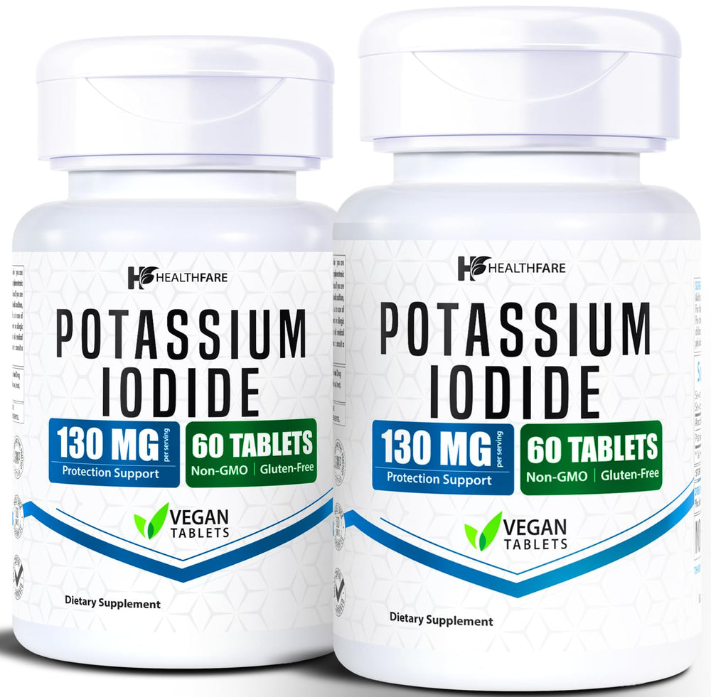 HealthFare vista frontal del pack doble con 120 comprimidos para almacenamiento