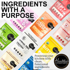 Healthier Comforts etiqueta con datos nutricionales y certificaciones claras