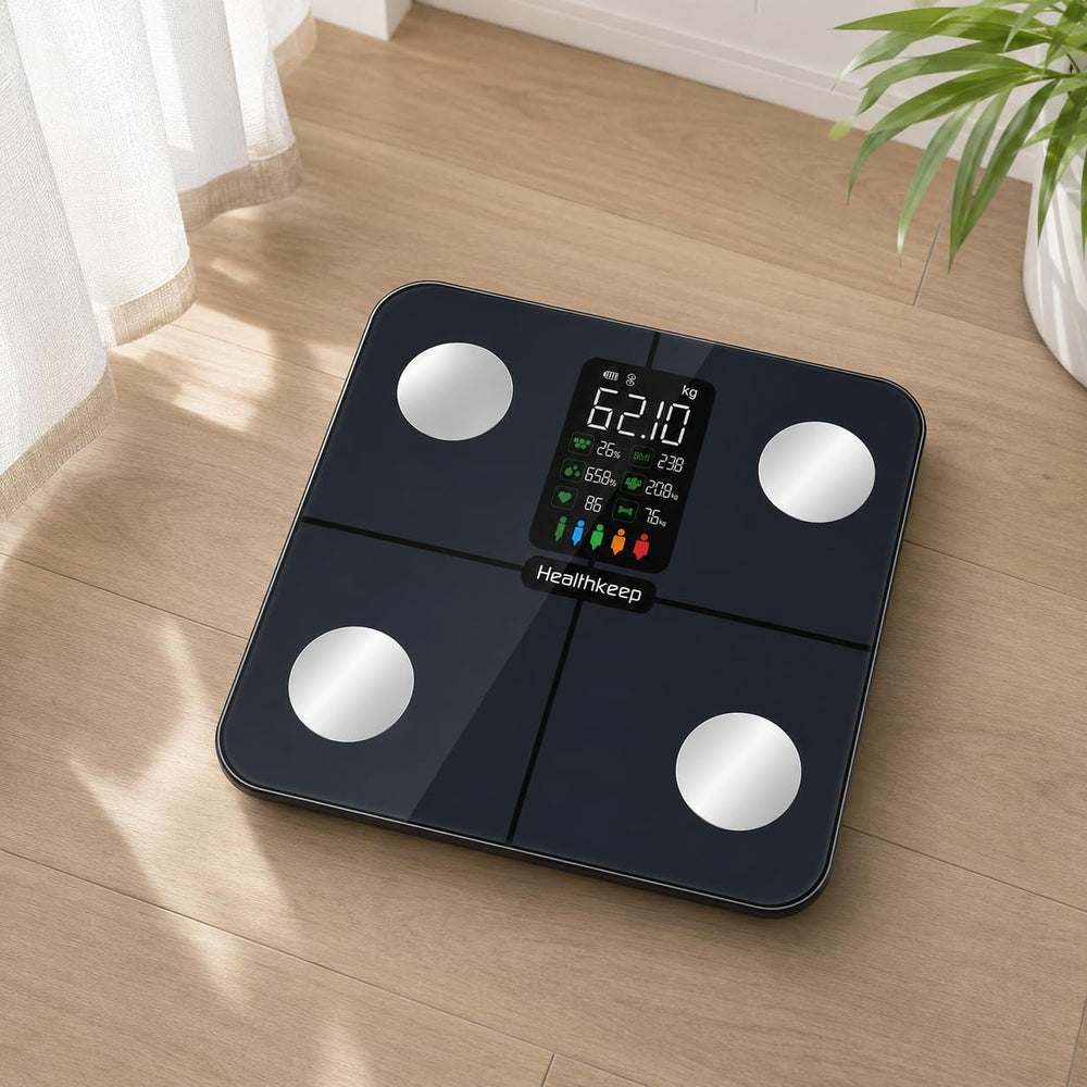 Healthkeep caja y etiqueta mostrando especificaciones y facilidad de configuración