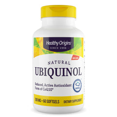 Healthy Origins frasco al frente mostrando etiqueta y beneficio de energía