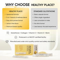 HEALTHY PLACE detalle de etiqueta con ingredientes clave y confianza