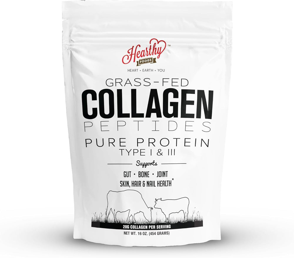 HEARTHY FOODS collagen powder unflavored tub for easy daily protein support