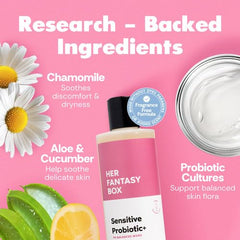 Her Fantasy Box gel en uso bajo la ducha para piel sensible