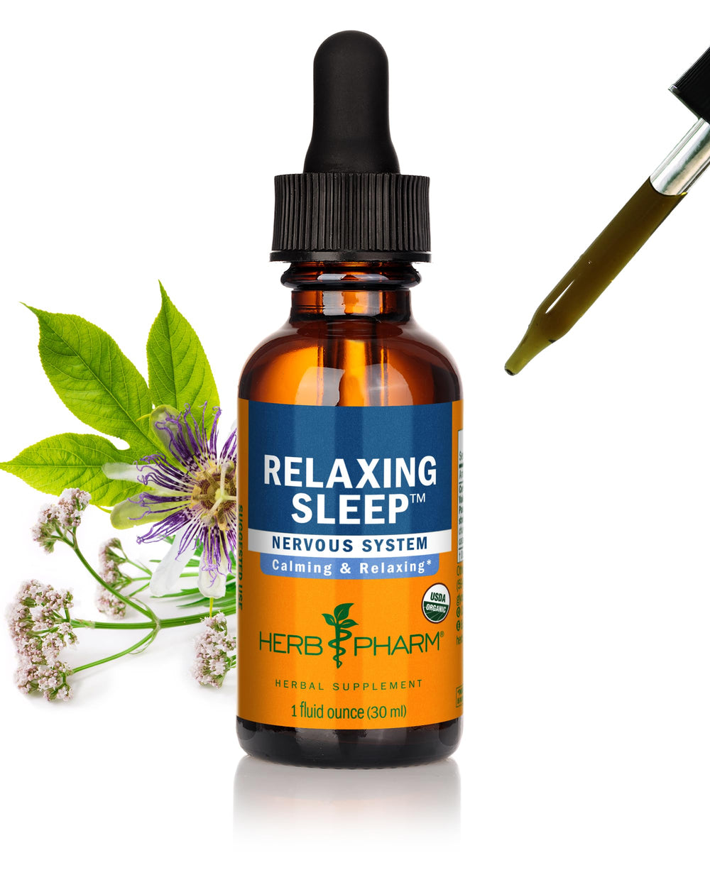 Herb Pharm frente del empaque mostrando botella y etiqueta, confianza en calidad