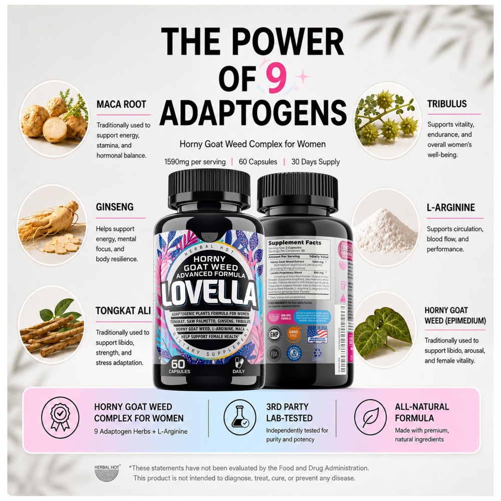 HERBAL HOT Lovella etiqueta de ingredientes revela formulación equilibrada