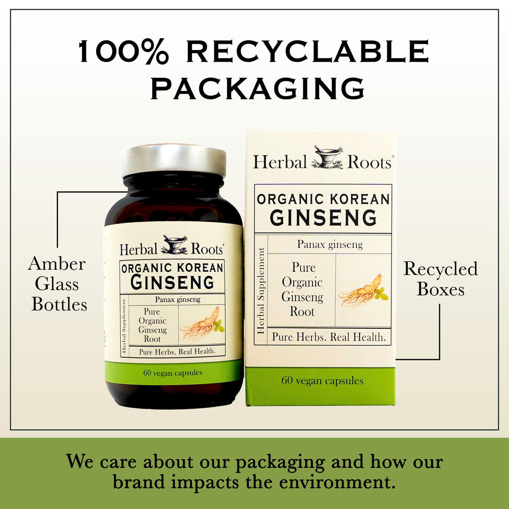 Herbal Roots frasco junto a objetos para comparar tamaño y cantidad