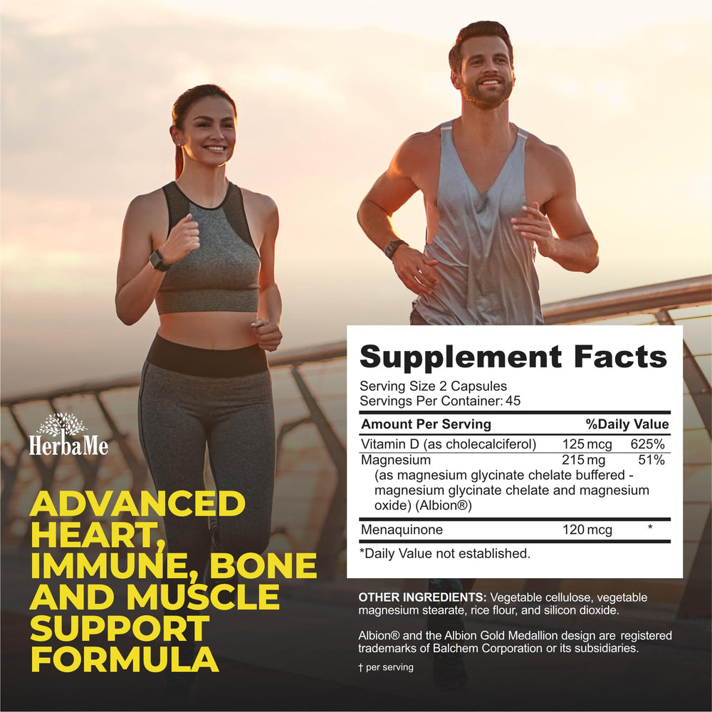 Cápsulas de HerbaMe D3 K2 Magnesio para uso diario