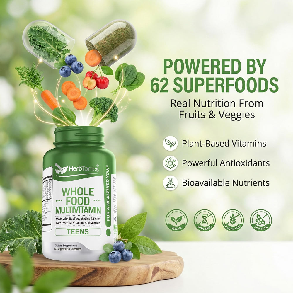 Herbtonics caja abierta con cápsulas listas para uso diario
