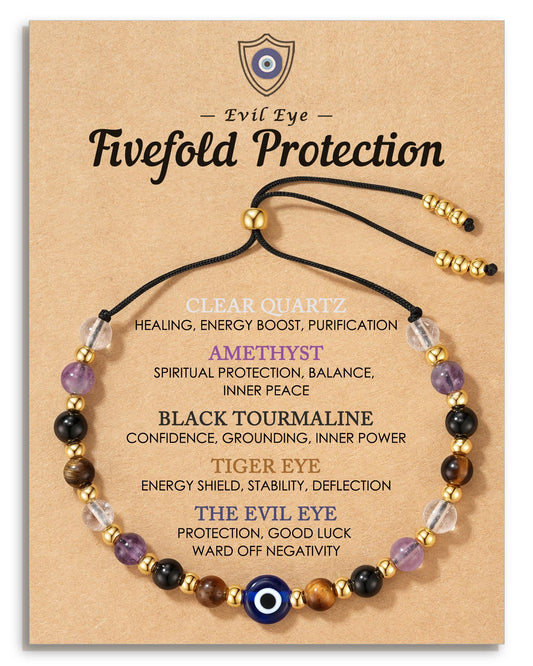 HGDEER pulsera frontal con ojo turco, amuleto visible y estilo protector