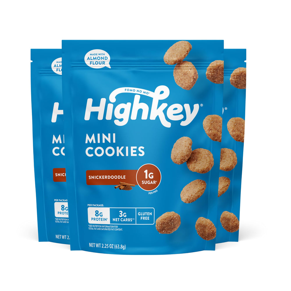 HighKey empaque frontal snickerdoodle, opción baja en carbohidratos