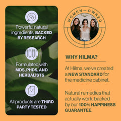 Hilma etiqueta con sellos de prueba de terceros y Clean Label visibles