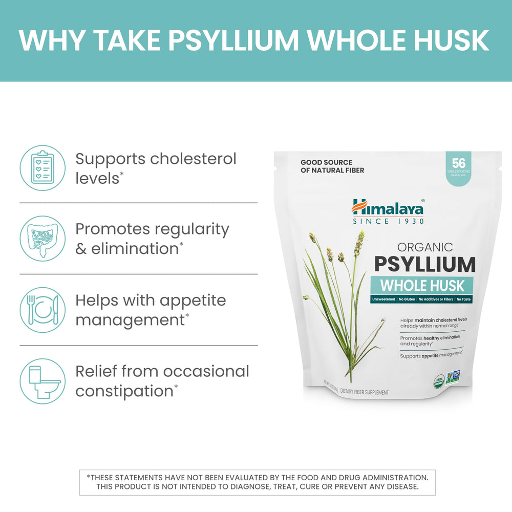 Cucharada medidora con psyllium Himalaya lista para mezclar y aportar 5 g de fibra