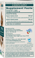 Himalaya cápsula Triphala primer plano mostrando textura y dosificación clara