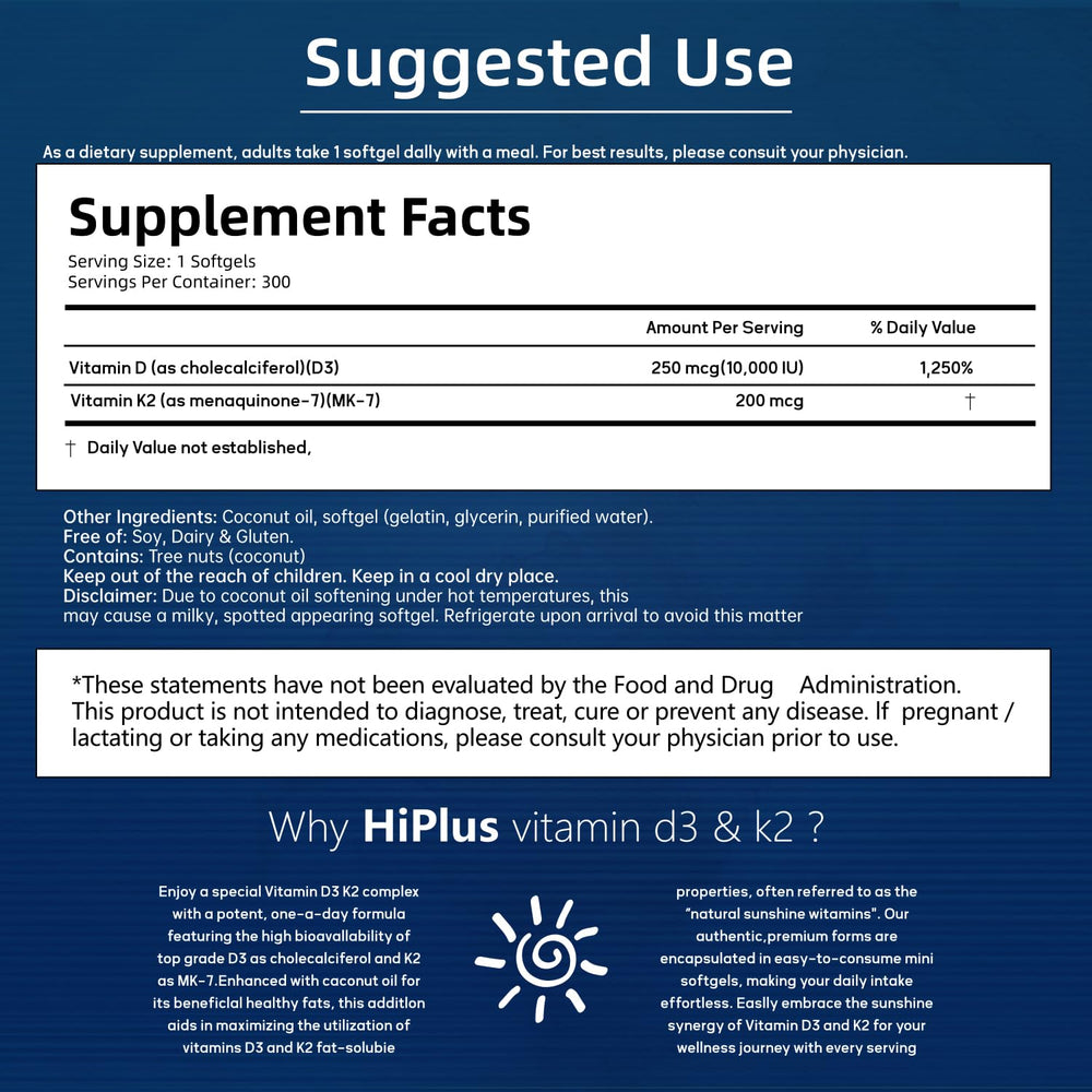 HiPlus cápsulas mini D3-K2, fácil de tragar