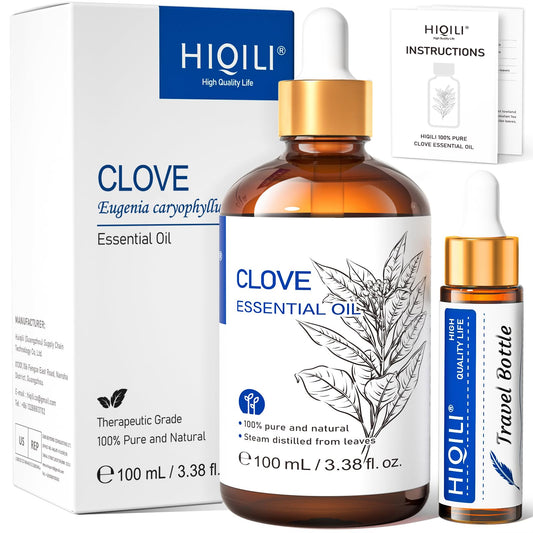 HIQILI Aceite de Clavo en frasco de 100 ml para cuidado bucal