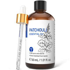 Aceite esencial HIQILI Patchouli en botella de 30 ml para uso en difusor.