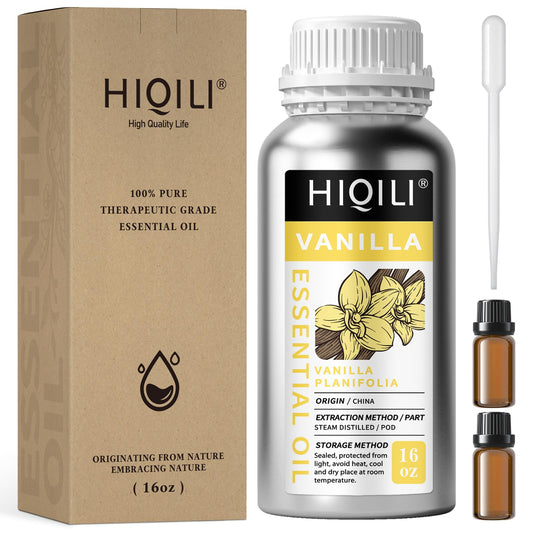 HIQILI aceite esencial vainilla en botella de 473 ml, aroma cálido recomendado para spa casero
