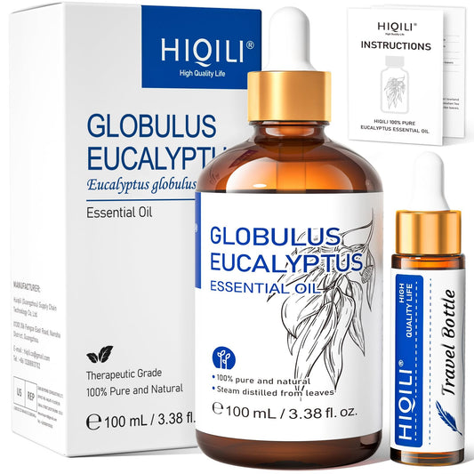 HIQILI Aceite Esencial de Eucalipto 100 ml listo para difusor y aromaterapia.