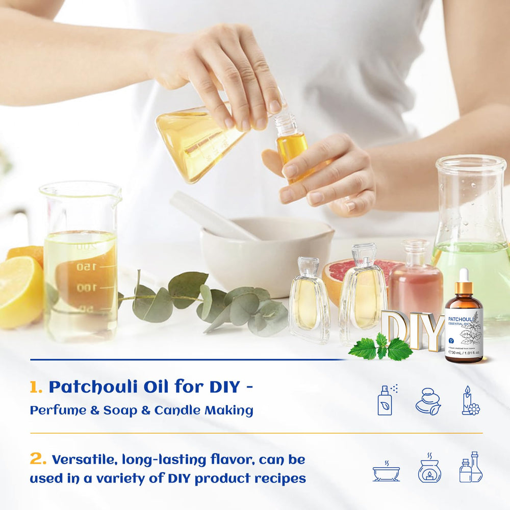 HIQILI aceite de pachulí en difusor creando ambiente cálido y relajante