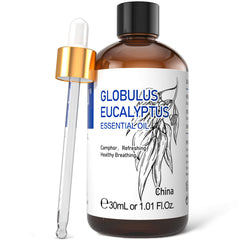 HIQILI Aceite de Eucalipto, botella de vidrio ámbar para aroma puro