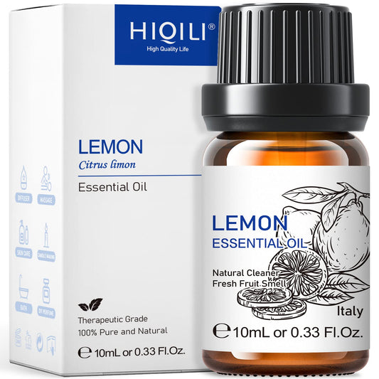 HIQILI limón aceite esencial, bote de 10 ml, aroma fresco para uso diario y limpieza